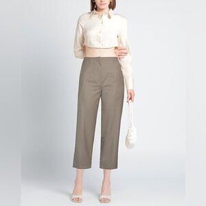 Sandro Paris casual pants high rise cropped wool blend size 38 in dove grey